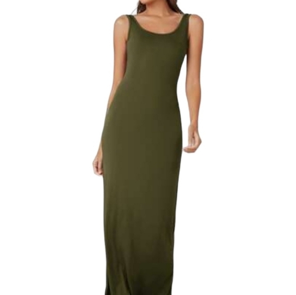 Forever 21 Army Green Maxi Lounge Summer Dress - Picture 1 of 5
